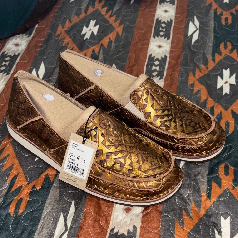 Ariat Metallic Bronze Embossed Slip-On Loafers